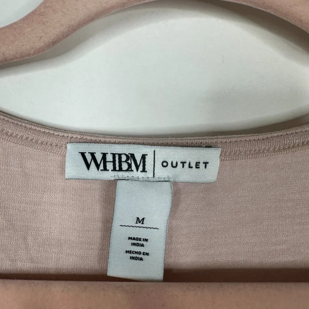 NWT White House Black Market Long Sleeve V Neck Banded Top Sepia Rose M